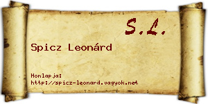 Spicz Leonárd névjegykártya